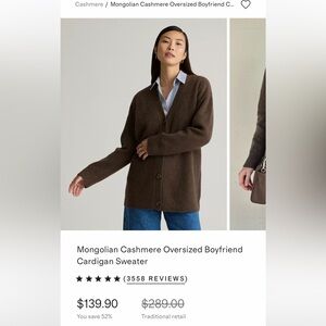 Quince Mongolian Cashmere Brown Cardigan